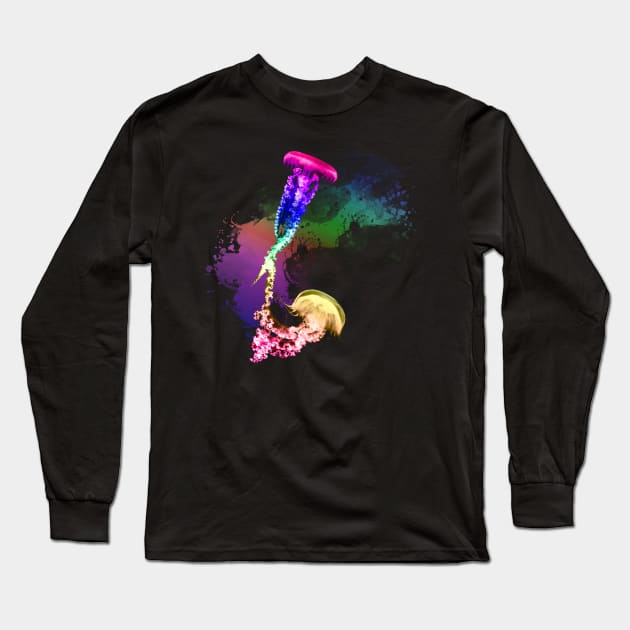 Rainbow Jellyfish Long Sleeve T-Shirt by Random Galaxy